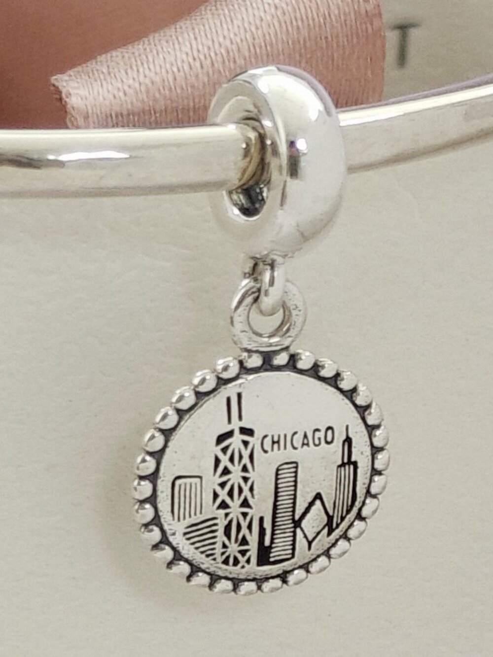 Pandora Chicago Skyline Travel Destination Dangle Charm S925 Silver with box